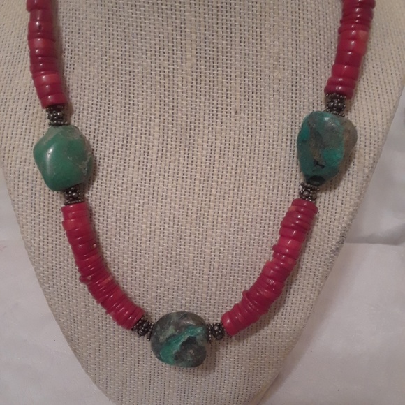 Turquoise and red coral necklace Clearance
